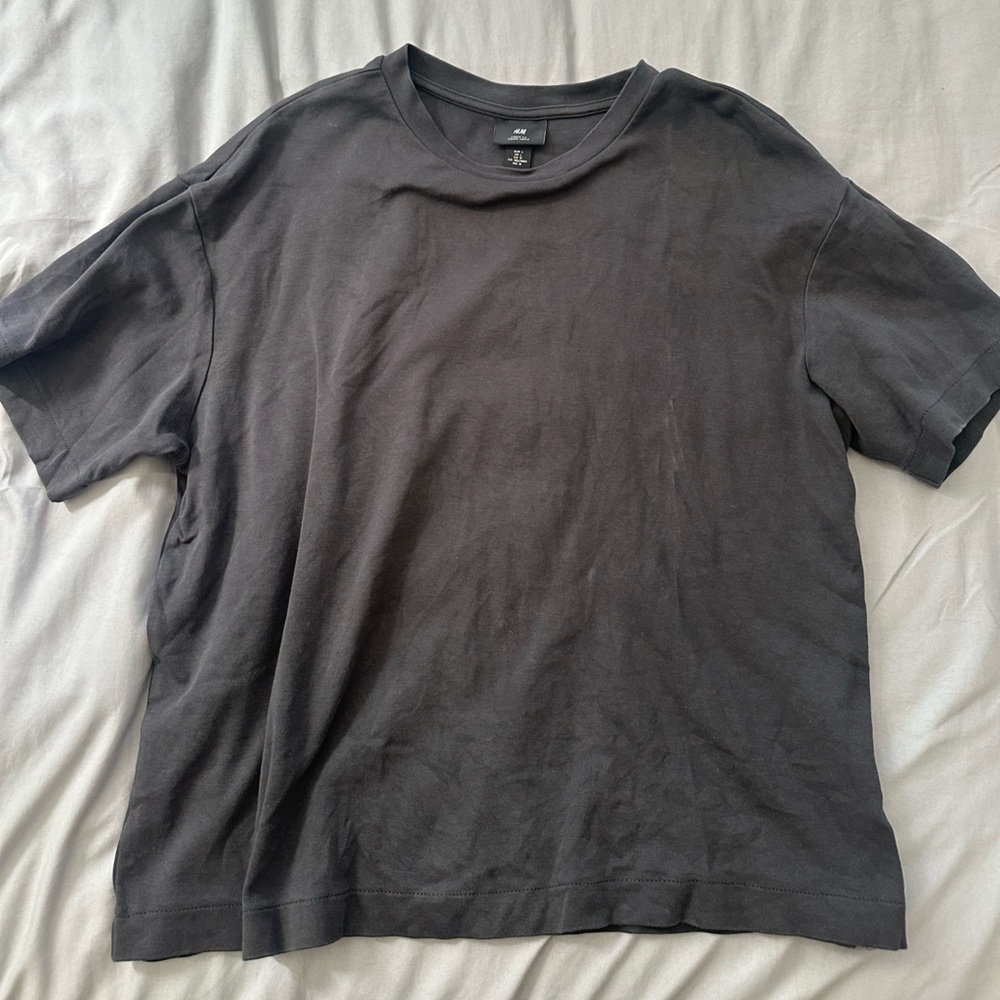 H&M Boxy Fit Charcoal Short Sleeve Tee